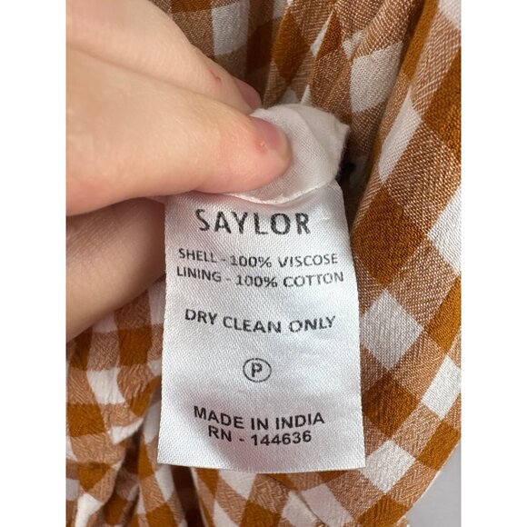 Women’s Saylor Small Brown & White Gingham Tank Pantsuit with Ruffled Bust - Picture 6 of 6